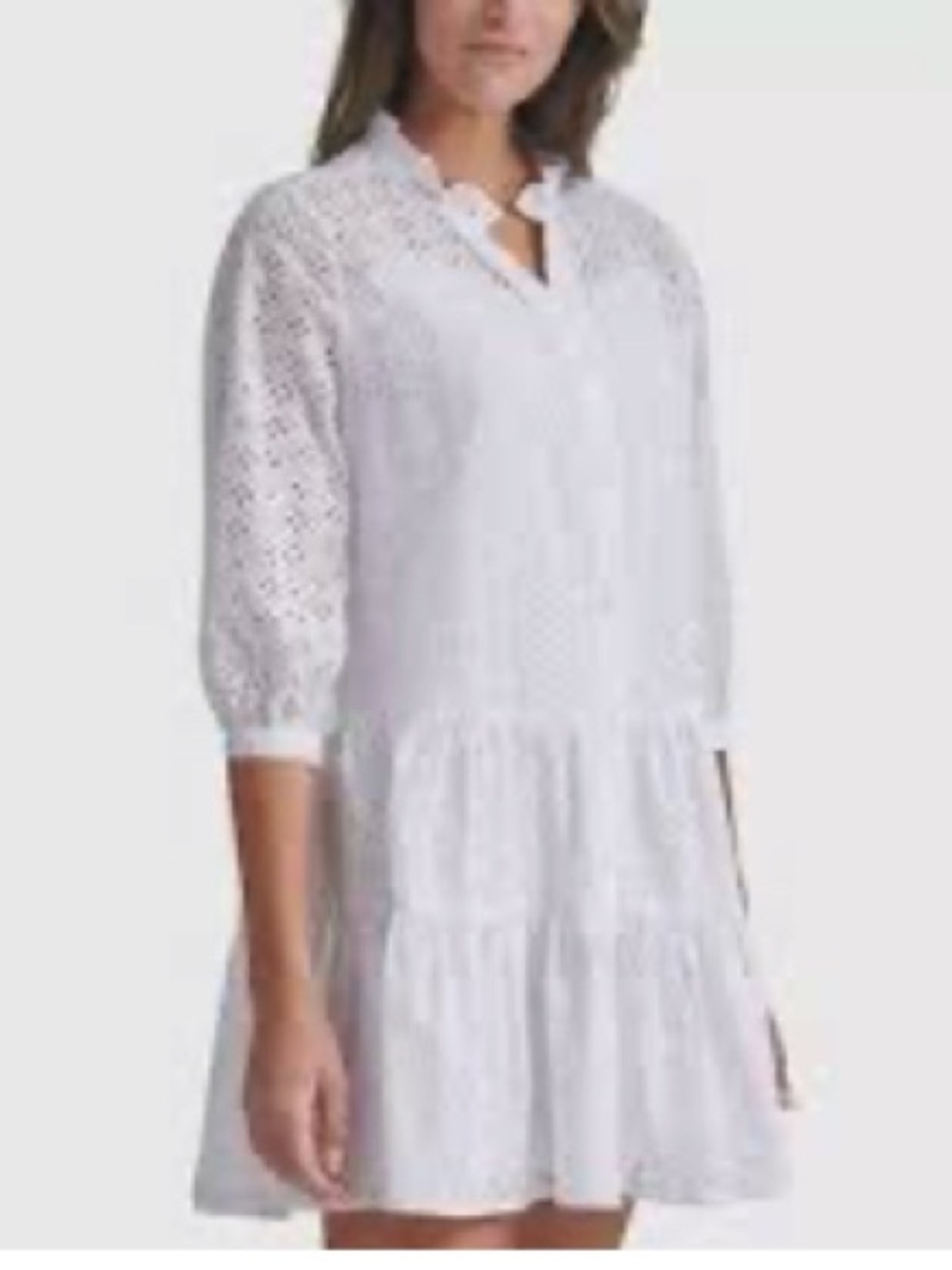 NWT Tommy Hilfiger White Eyelet Tiered Cover Up Slip Dress Boho Cottagecore S-4 - Picture 2 of 7